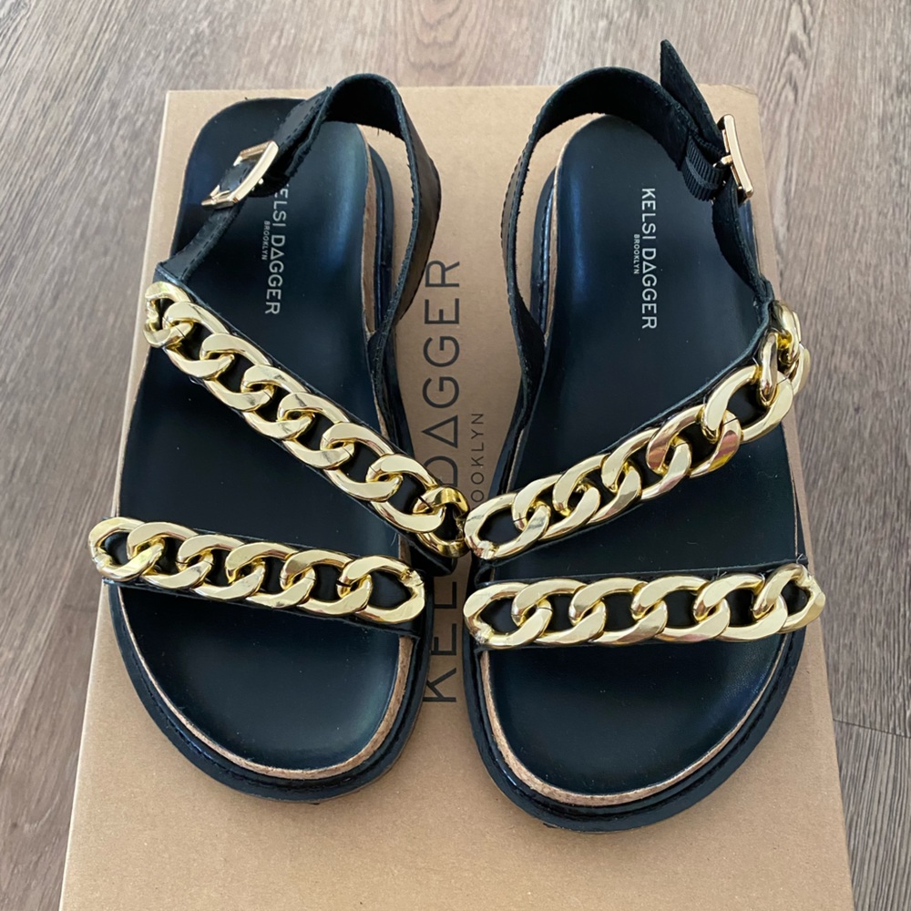Kelsi Dagger Brooklyn Slingback Chunky Gold Chain Dad Sandals Anthropologie